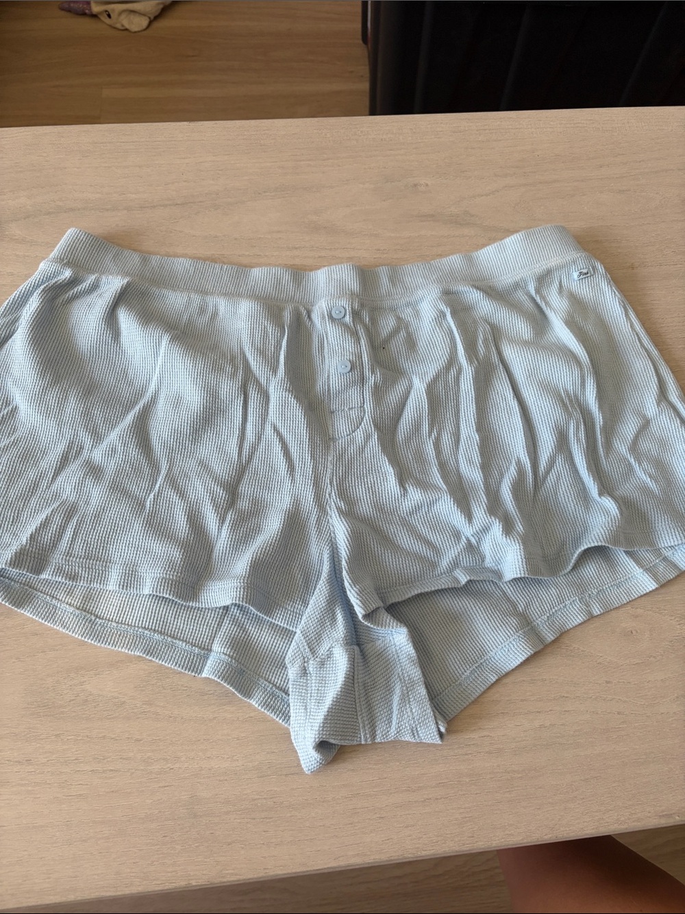 PINK Victoria's Secret Pale Blue Ribbed Lounge Top